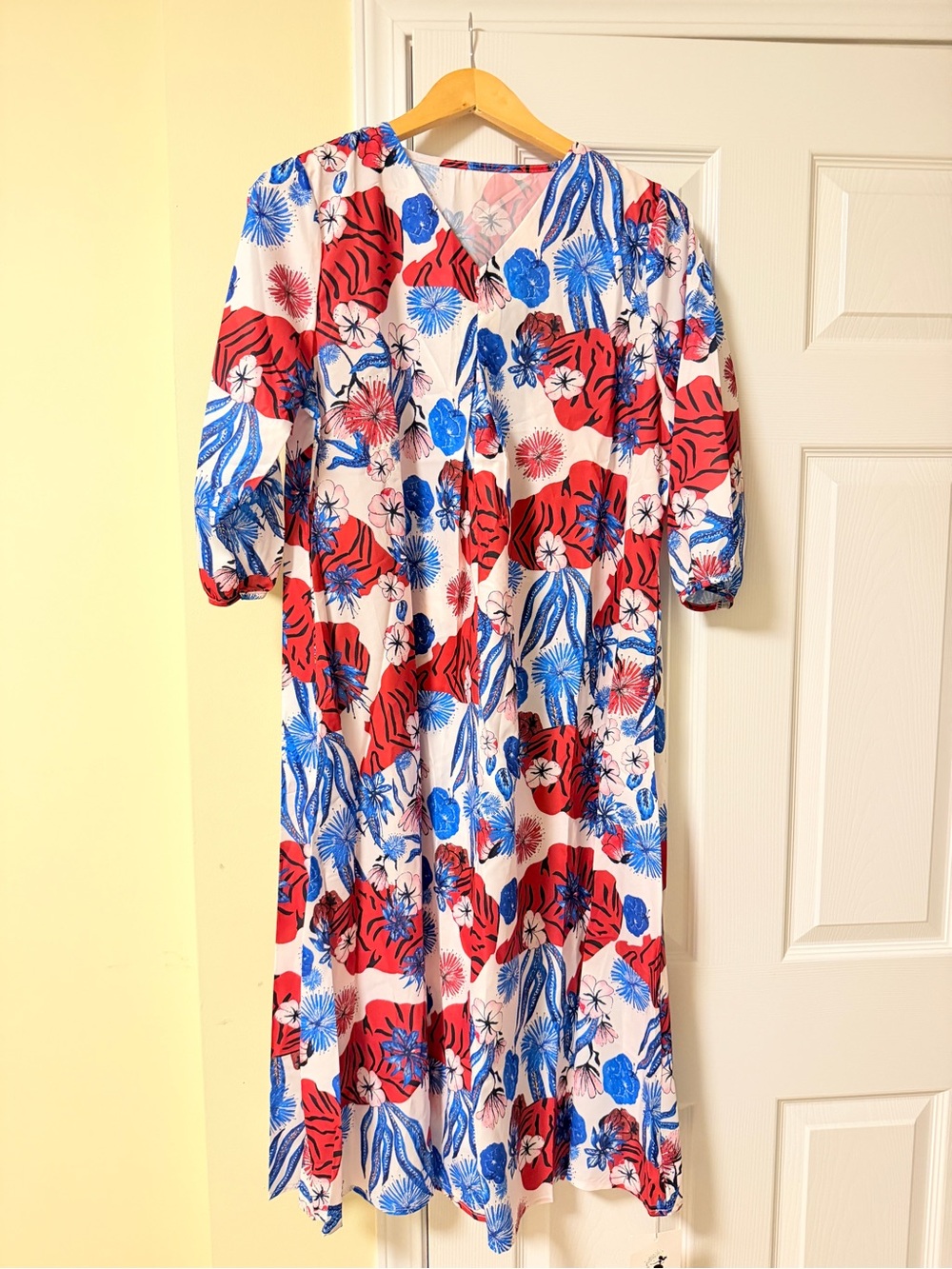 Red & Blue Floral Maxi Dress
